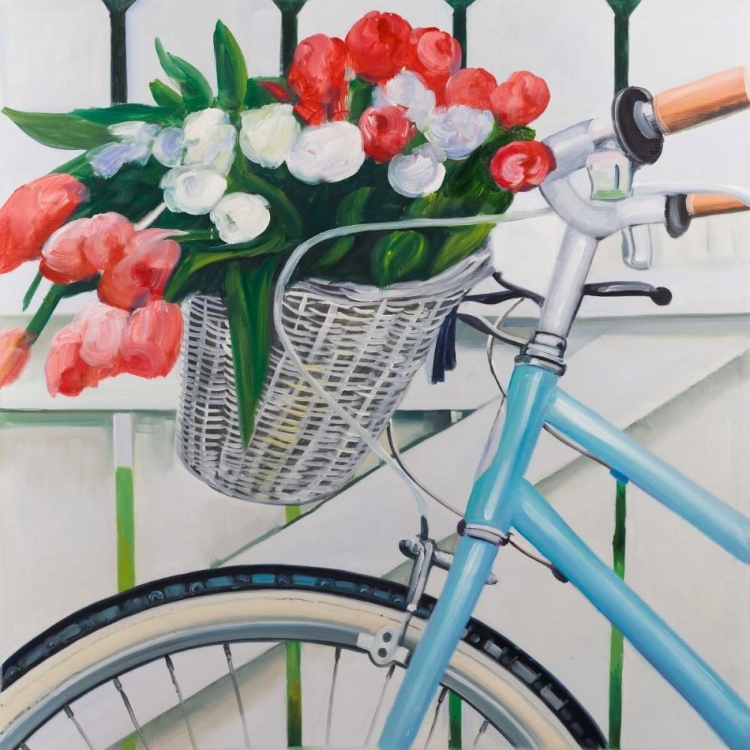 Somerset House - Images. BICYCLE WITH TULIPS FLOWERS IN BASKET