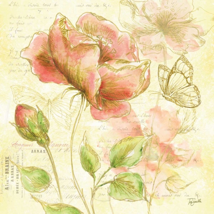 Picture of WATERCOLOR FLOWER SKETCH BLUSH I