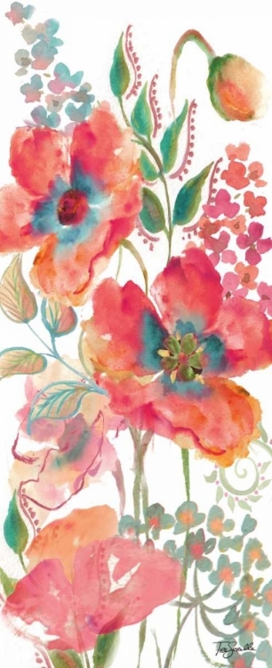 Picture of BOHEMIAN POPPIES PINK/TEAL I