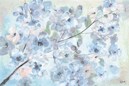 Picture of WATERCOLOR BLUE BLOSSOMS LANDSCAPE