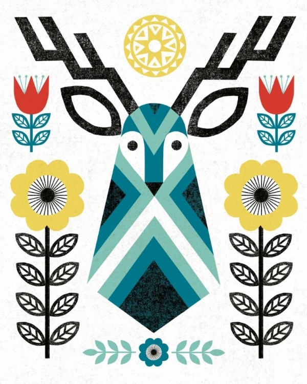 Picture of FOLK LODGE DEER II V2 TEAL