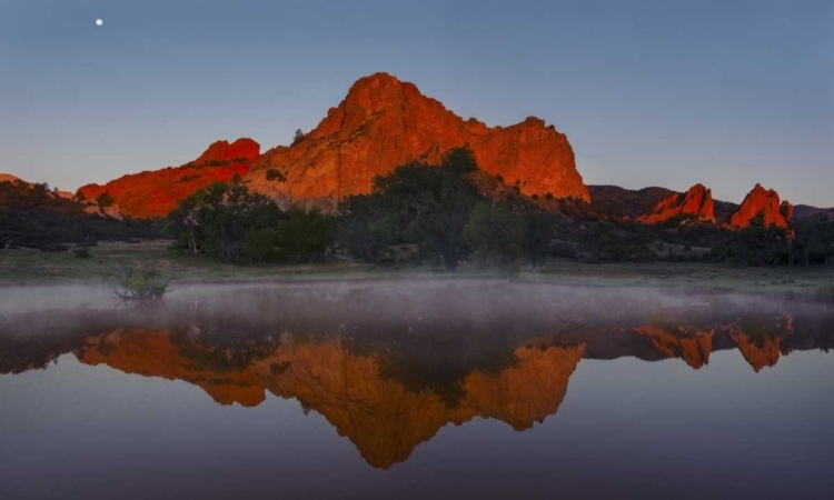 Picture of CO, COLORADO SPRINGS CLIFF REFLECTED IN POND