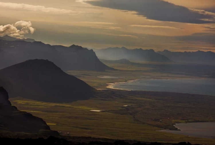 Picture of ICELAND, SNAEFELLSNES SUNSET BATHES THE COAST