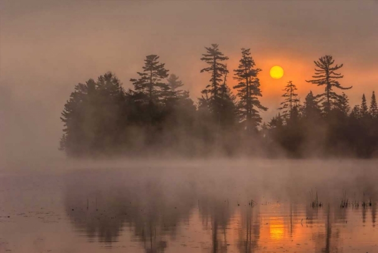 Picture of NY, ADIRONDACK MOUNTAINS SUNSET ON RAQUETTE LAKE