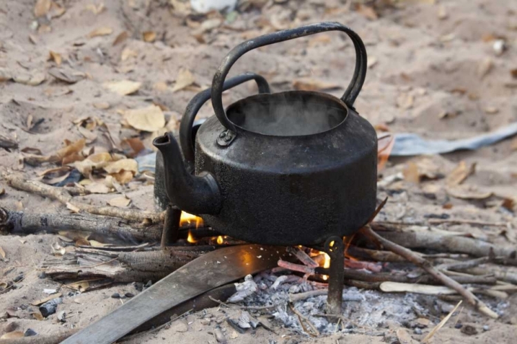 Picture of NAMIBIA, NHOMA KETTLE HEATS ON AN OPEN FIRE