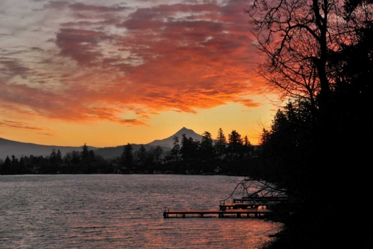 Picture of USA, OREGON BLUE LAKE AND MT HOOD AT SUNRISE