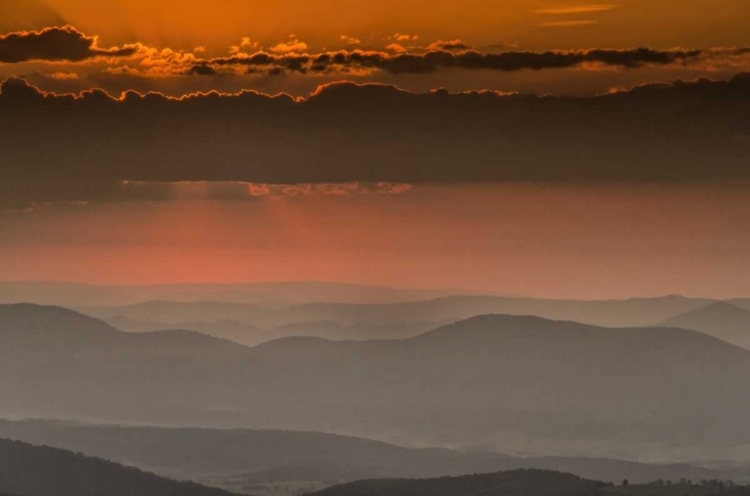 Picture of MOUNTAIN LANDSCAPE IN AN ORANGE SUNSET