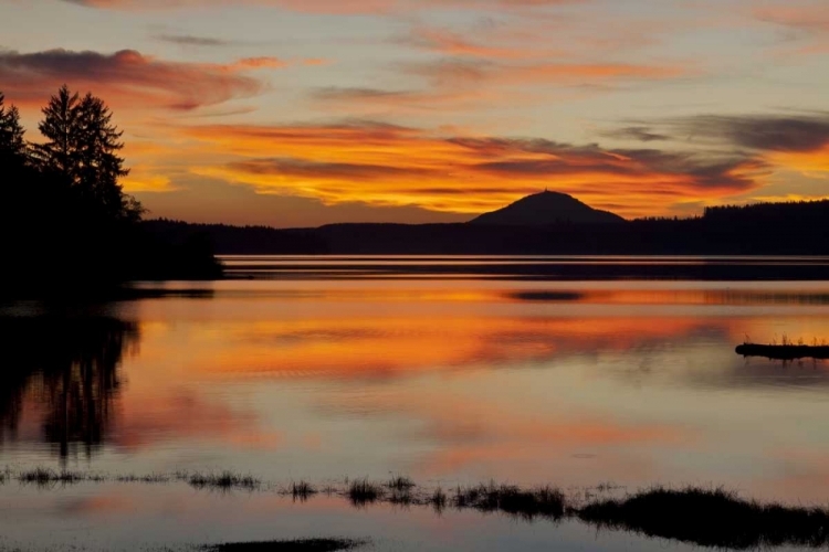 Picture of USA, WASHINGTON SUNSET ON LAKE QUINAULT