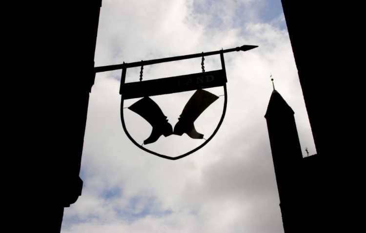 Picture of POLAND, GDANSK SILHOUETTE OF SHOP SIGN