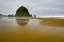 Picture of OR, CANNON BEACH SUNRISE OVERF HAYSTACK ROCK