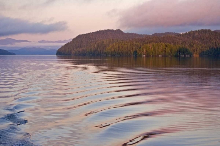 Picture of CANADA, BC, CALVERT ISLAND BOAT WAKE IN WATER