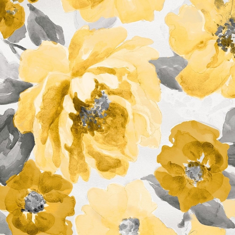 Picture of YELLOW AND GRAY FLORAL DELICATE II