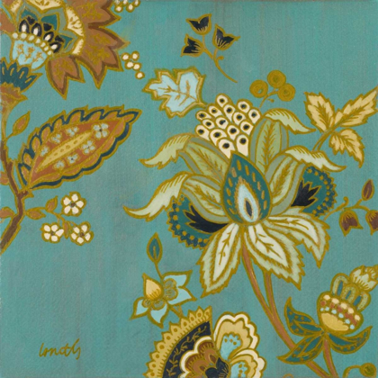 Picture of EUROPEAN FLORAL ON TEAL II