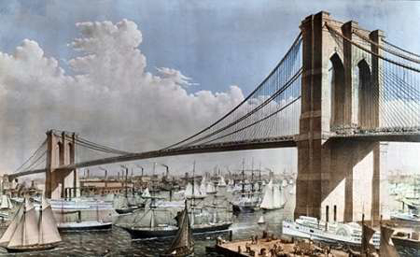 Picture of GREAT EAST RIVER SUSPENSION BRIDGE NYC, BROOKLYN, 1883