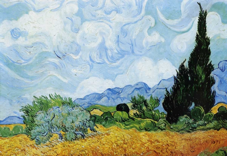 Picture of WHEAT FIELD WITH CYPRESSES