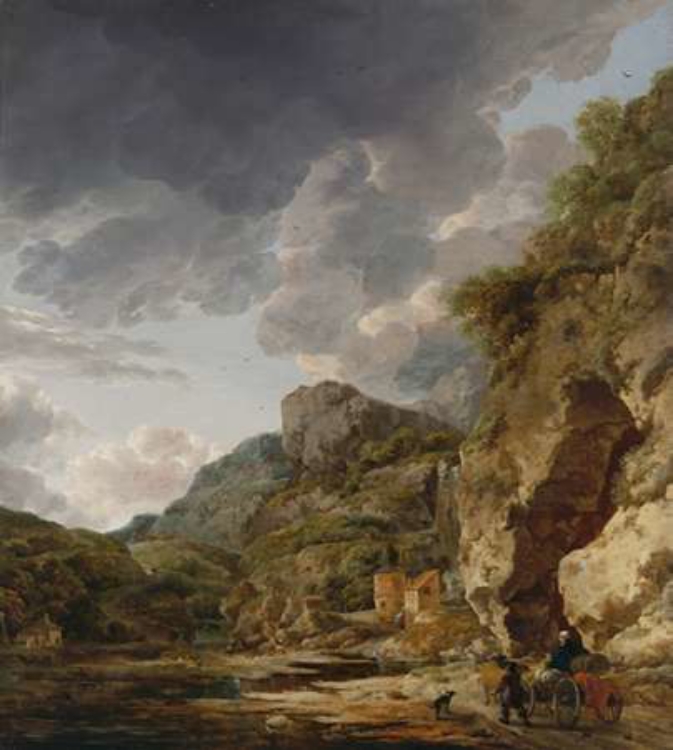 Picture of MOUNTAIN LANDSCAPE WITH RIVER AND WAGON