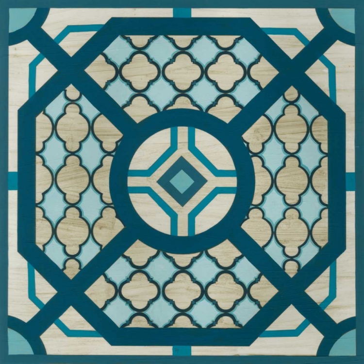 Picture of EMBELLISHED INDIGO LATTICE I