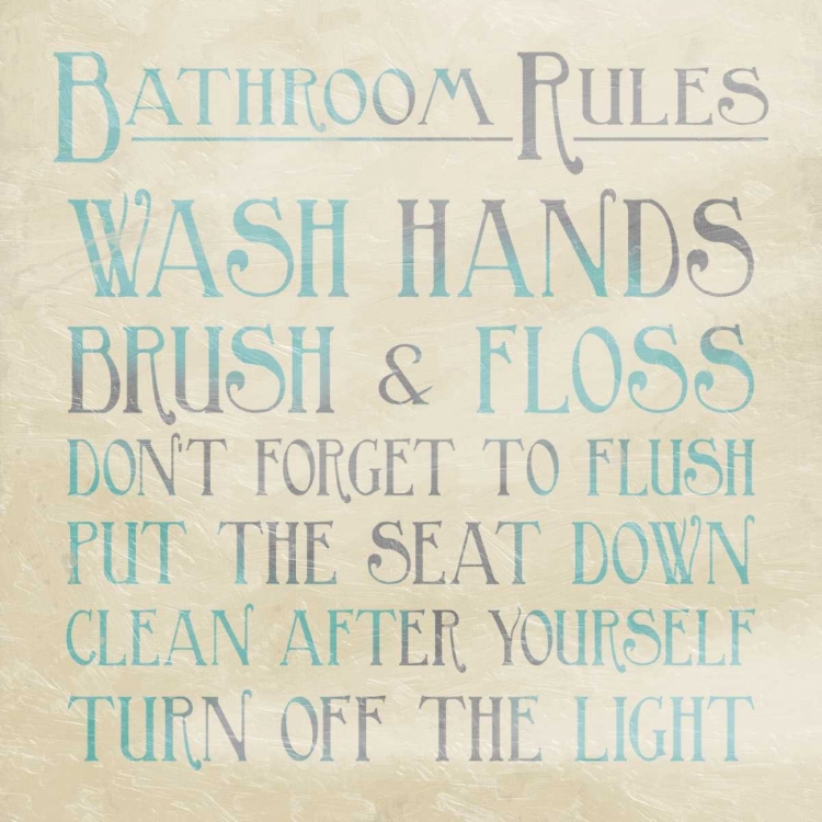 Picture of BATHROOM RULES TEAL