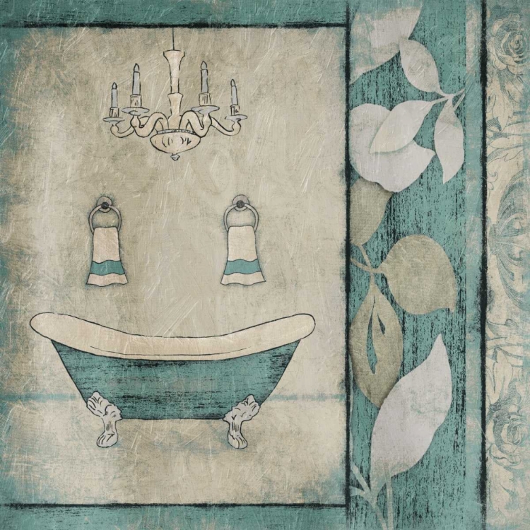 Picture of TEAL FLORAL BATH