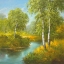 Picture of POND WITH BIRCHTREES