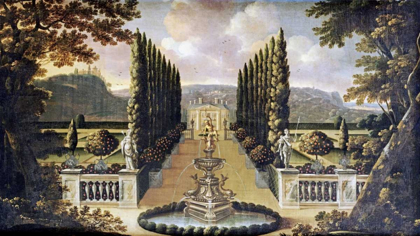 Picture of AN IMAGINARY VIEW OF THE GARDENS OF A MANSION