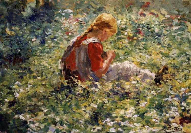 Picture of A YOUNG GIRL IN A FLOWER GARDEN