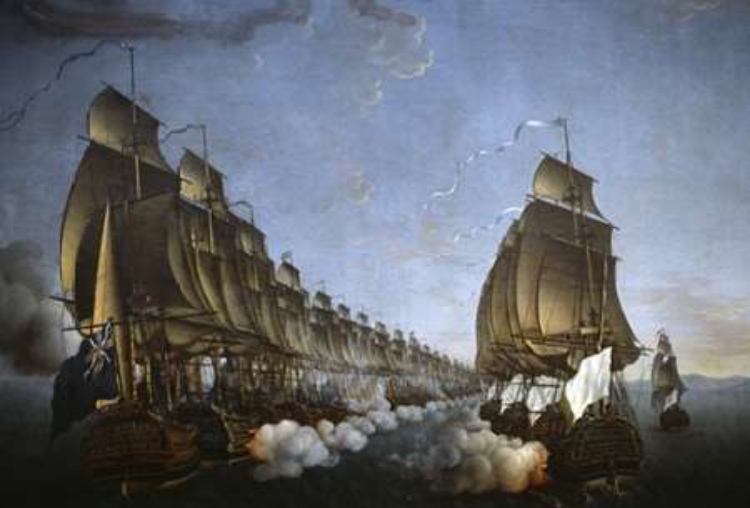 Picture of COMBAT BETWEEN THE FRENCH AND ENGLISH FLEETS AS VIEWED FROM GOUDELOUR