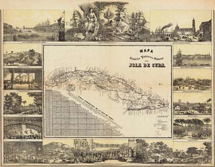 Picture of MAPA HISTORICO PINTORESCA MODERNO DE AL ISLA DE CUBA, 1853