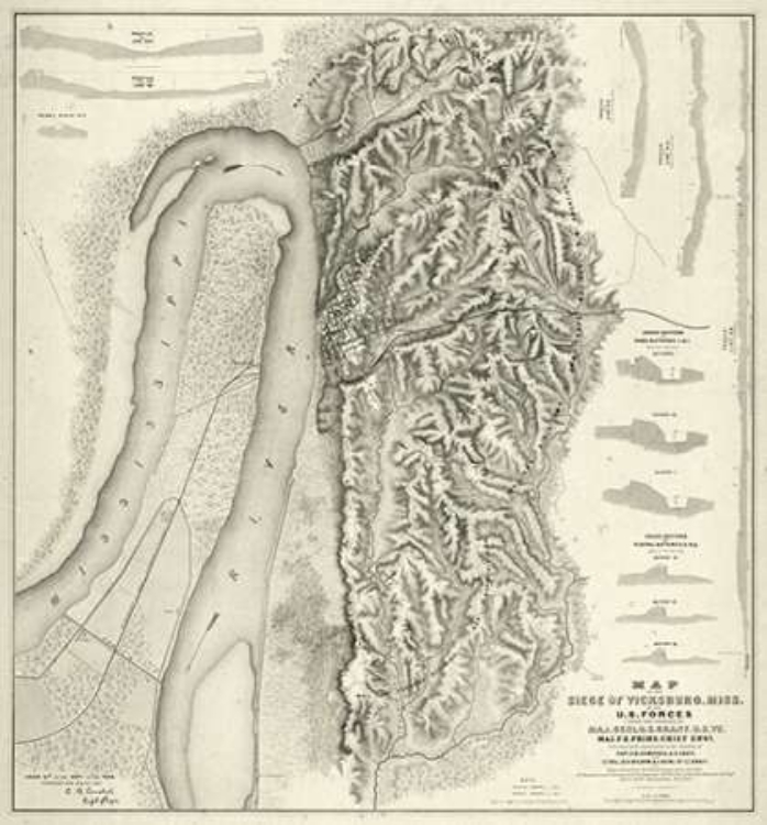 Picture of CIVIL WAR MAP OF THE SIEGE OF VICKSBURG, MISS, 1863