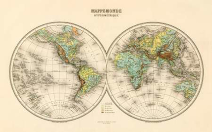 Picture of MAPPE MONDE, HYPSOMETRIQUE, 1892