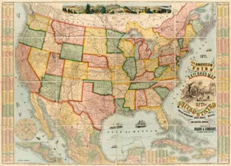 Picture of AMERICAN UNION RAILROAD MAP OF THE UNITED STATES, 1871