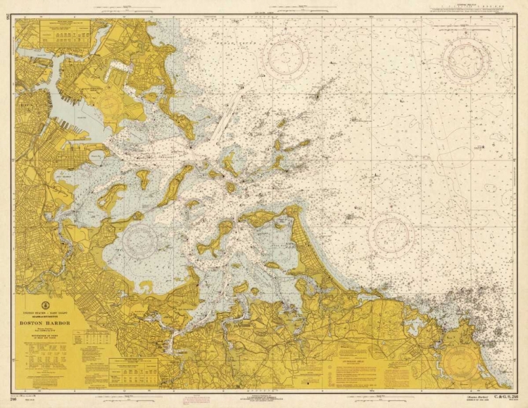 Somerset House Images. NAUTICAL CHART BOSTON HARBOR CA. 1970