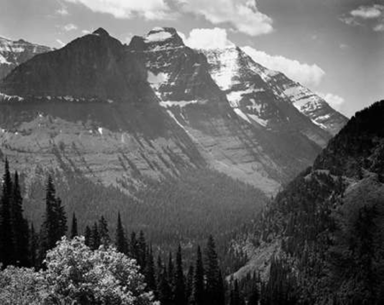 Picture of SNOW COVERED MOUNTAINS, GLACIER NATIONAL PARK, MONTANA - NATIONAL PARKS AND MONUMENTS, 1941