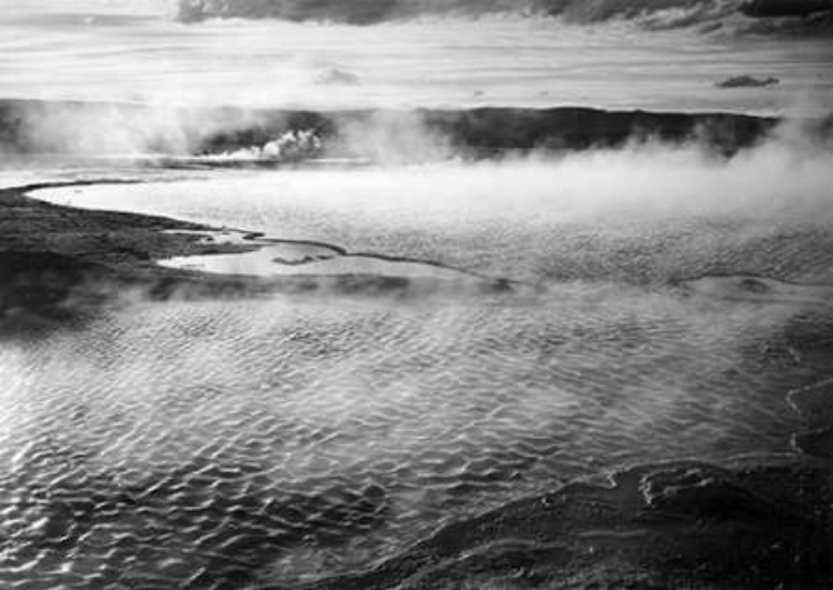 Picture of SURFACE OF WATER PRESENTS A DIFFERENT TEXTURE IN FOUNTAIN GEYSER POOL, YELLOWSTONE NATIONAL PARK, WY