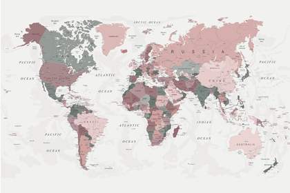 Picture of WORLD MAP PINK GREEN 2