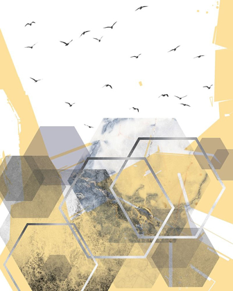 Picture of YELLOW GREY ABSTRACT HEXAGONS 2