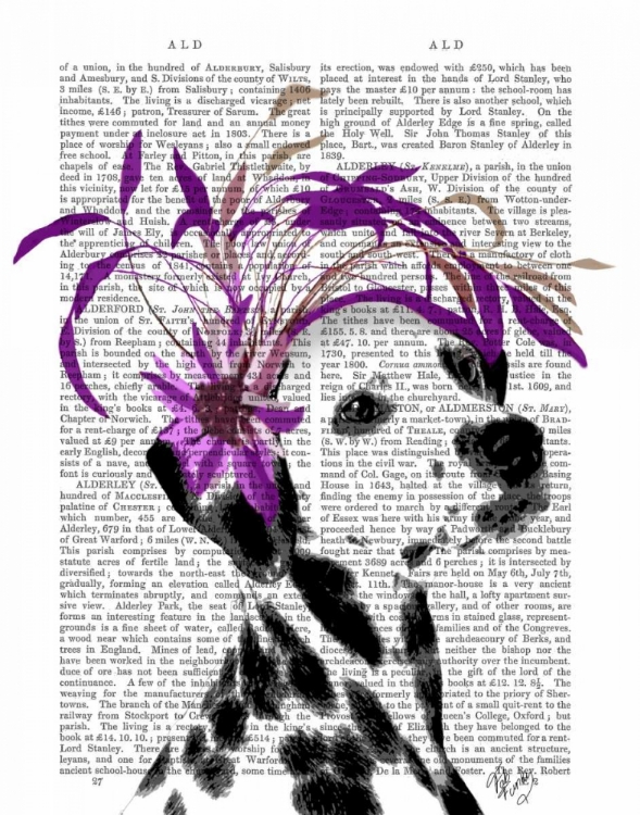 Picture of DALMATIAN WITH PURPLE FASCINATOR