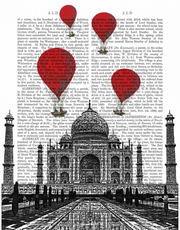 Picture of TAJ MAHAL AND RED HOT AIR BALLOONS