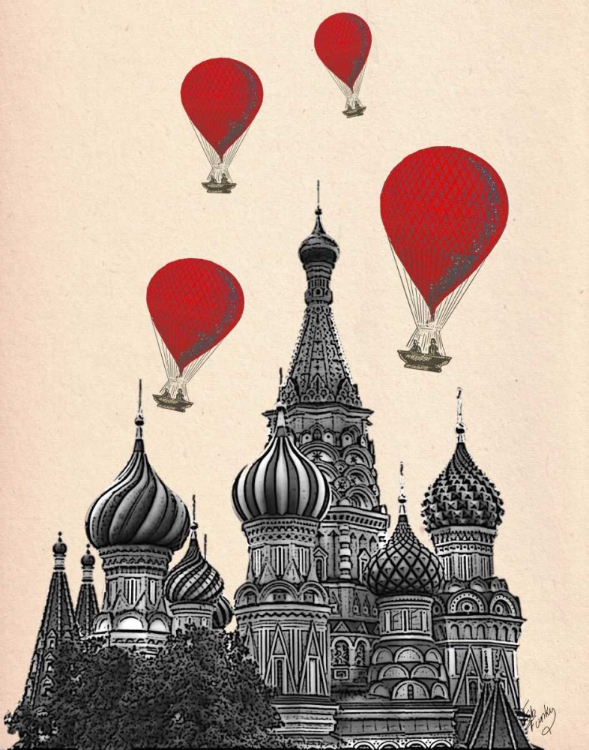 Picture of ST BASILS CATHEDRAL AND RED HOT AIR BALLOONS