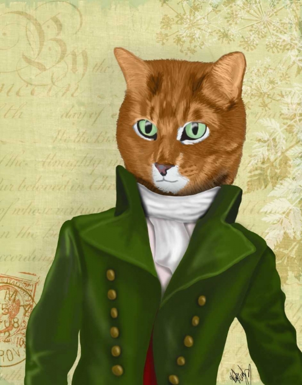 Picture of GINGER CAT IN GREEN COAT