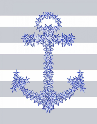 Picture of BLUE STARFISH ANCHOR ON GREY AND WHITE