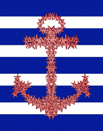 Picture of RED STARFISH ANCHOR ON BLUE AND WHITE