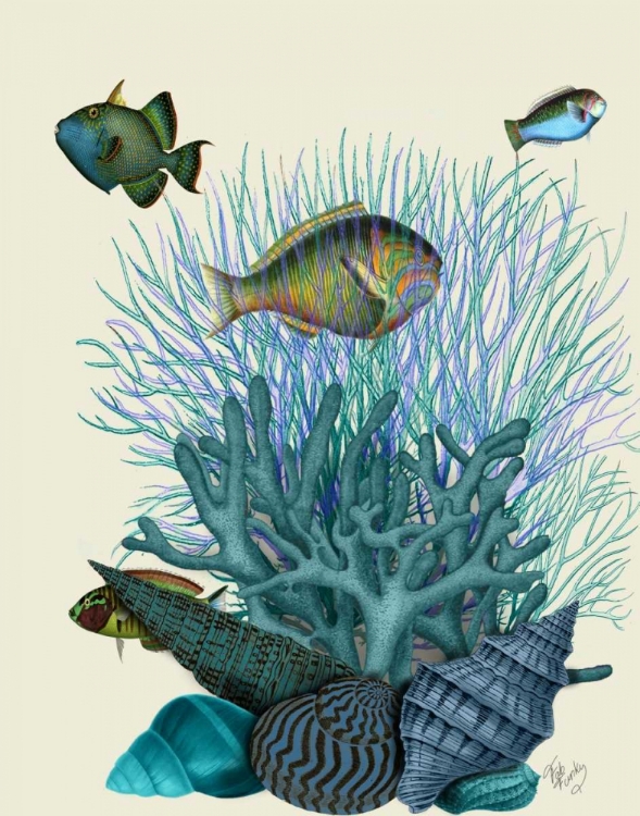 Picture of FISH BLUE SHELLS AND CORALS