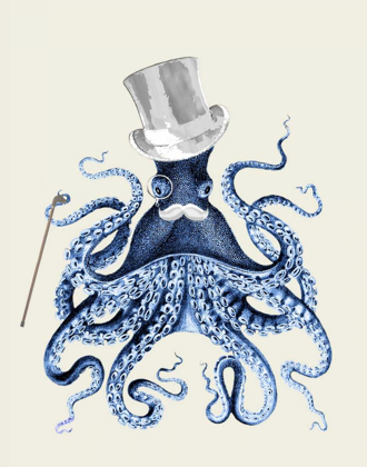 Picture of OCTOPUS PRINT BLUE ON CREAM B