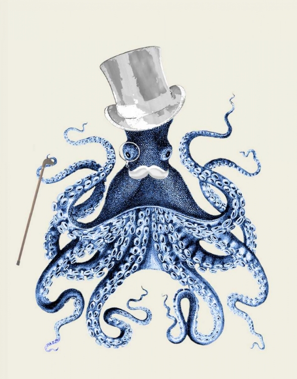 Picture of OCTOPUS PRINT BLUE ON CREAM B