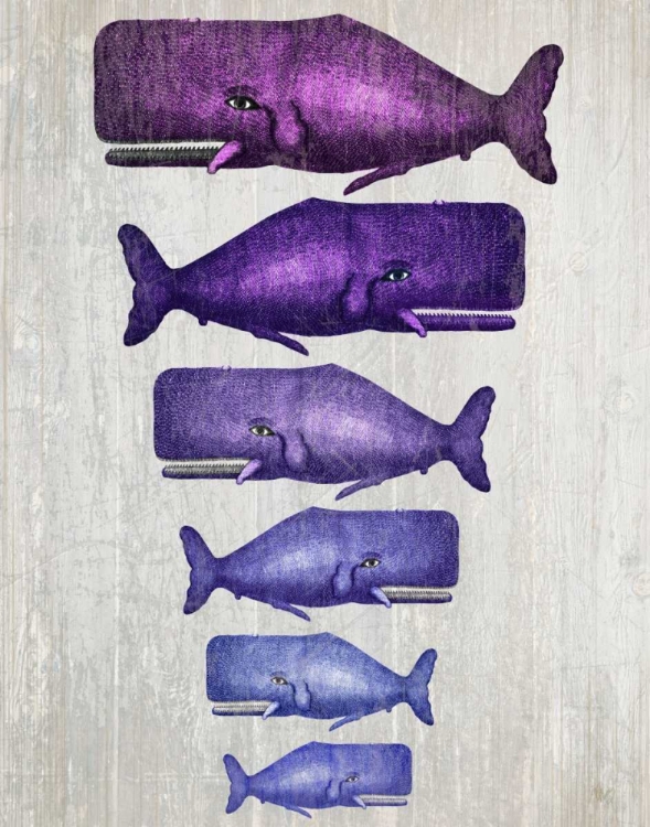 Picture of WHALE FAMILY PURPLE ON WHITE