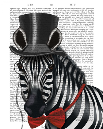 Picture of ZEBRA WITH TOP HAT AND BOW TIE 1, SIDEWAYS