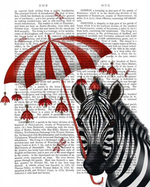 Picture of ZEBRA WITH UMBRELLA 1, SIDEWAYS