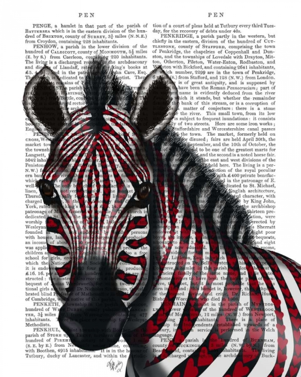 Picture of ZEBRA, RED LOVE HEARTS