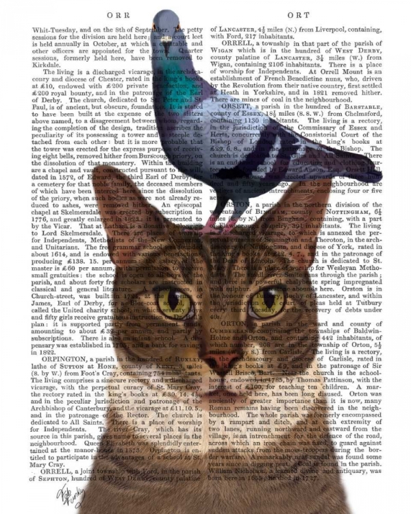 Picture of CAT WITH PIGEON ON HEAD